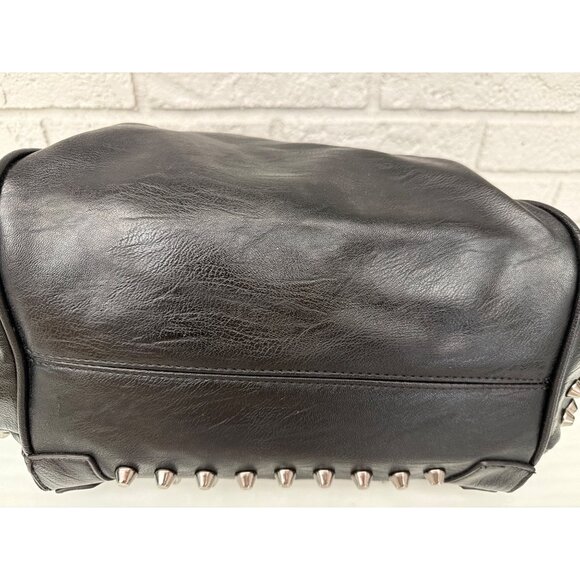 UTO Women's Black Faux Leather Skull Rivet Studded Large Tote Purse Handbag - Picture 10 of 16